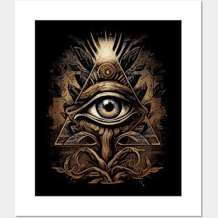 All seeing eye - Gold Posters and Art